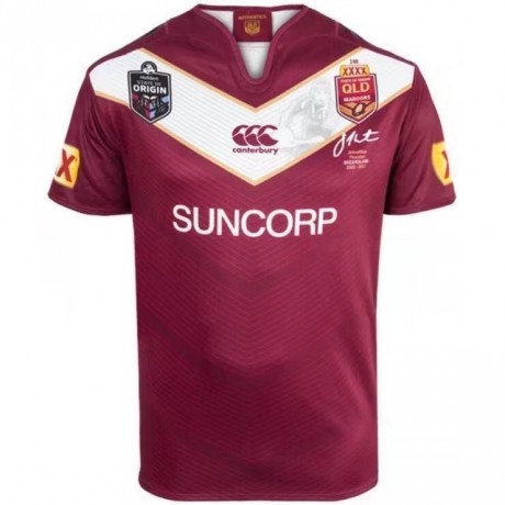  Queensland Maroons 2017 JT Farewell Jersey with Indigenous and Queensland flags