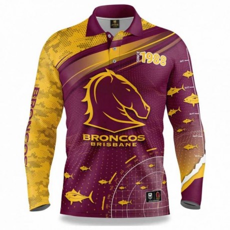 Brisbane Broncos Mens Fishfinder Fishing Rugby Shirt 2022 – Stay Cool & Support Your Team
