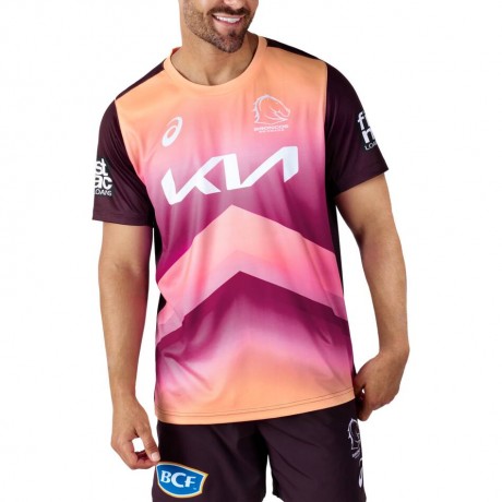 Brisbane Broncos Training Rugby Tee 2024 | Official NRL ASICS Gear