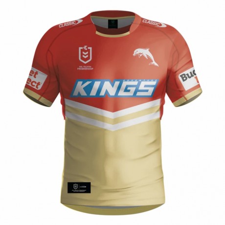 Dolphins Men's Home Rugby Jersey 2024 – Official NRL Replica
