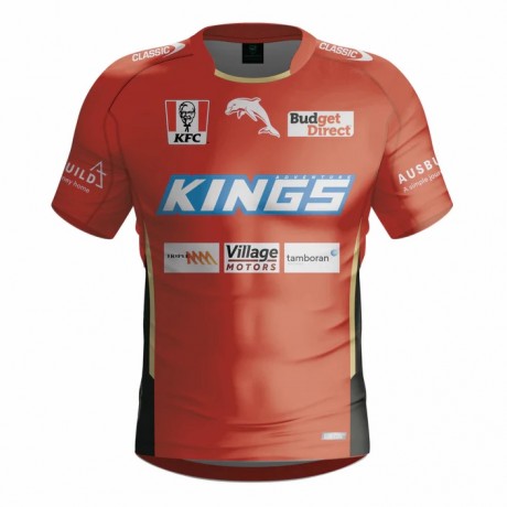 Dolphins Red Training Rugby Jersey 2024 – Official NRL Club Shirt