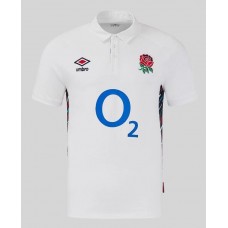 Umbro England Rugby Classic Home Polo 2025 – White Short Sleeve Jersey with Rose Crest
