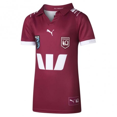 Harvey Norman QLD Maroons Kids Home Rugby Jersey 2025 – Official Queensland Jersey with dryCELL Technology