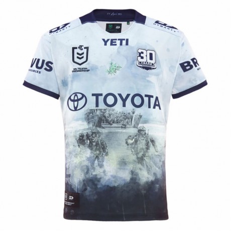 North Queensland Cowboys Men's Defence Rugby Jersey 2025 – Eco-Friendly ANZAC Tribute Jersey