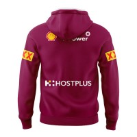 QLD Maroons Mens Team Rugby Hoodie 2024 Red