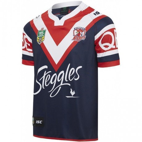Sydney Roosters 2017 NRL home jersey, slim-fit by ISC with embroidered Roosters crest